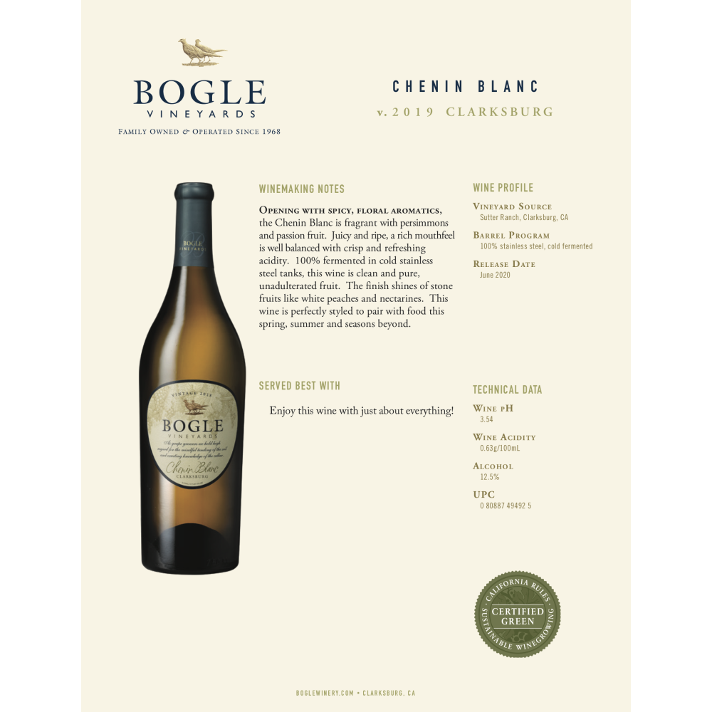 Bogle Vineyards Chenin Blanc 2021