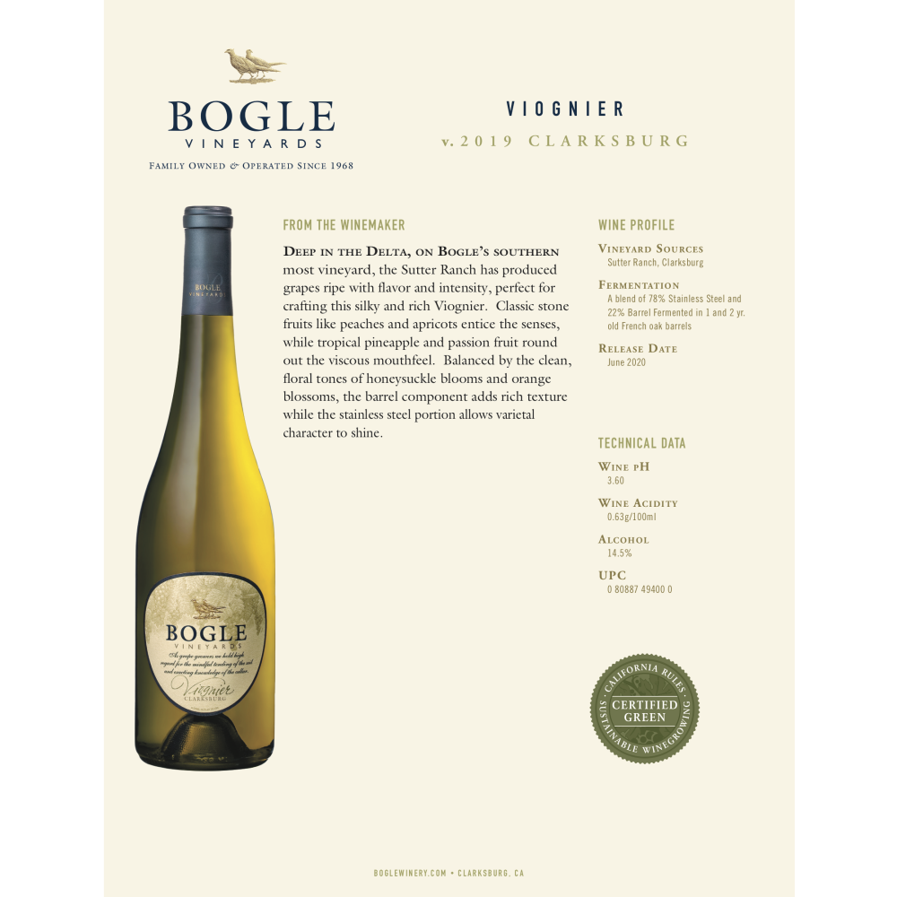 Bogle Vineyards Viognier 2019