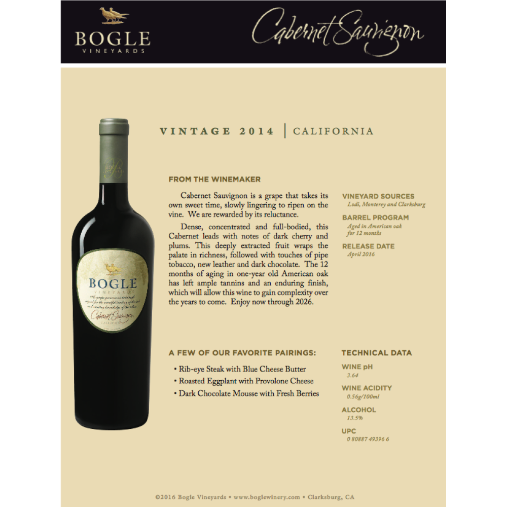 Bogle Vineyards Cabernet Sauvignon 2020