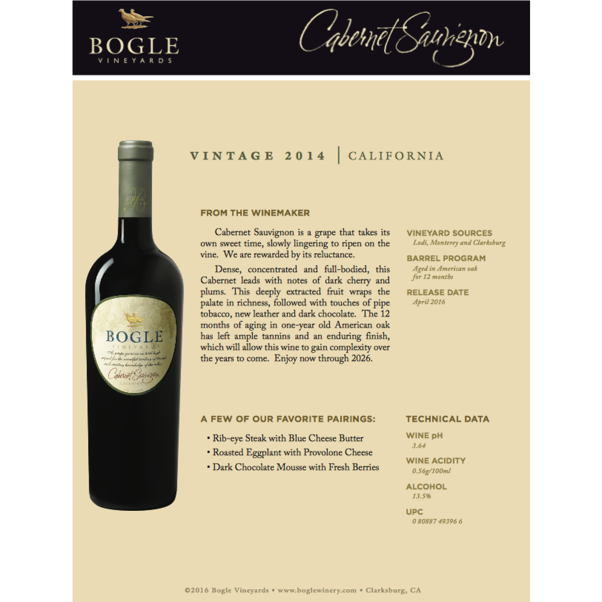 Bogle Vineyards Cabernet Sauvignon 2020 