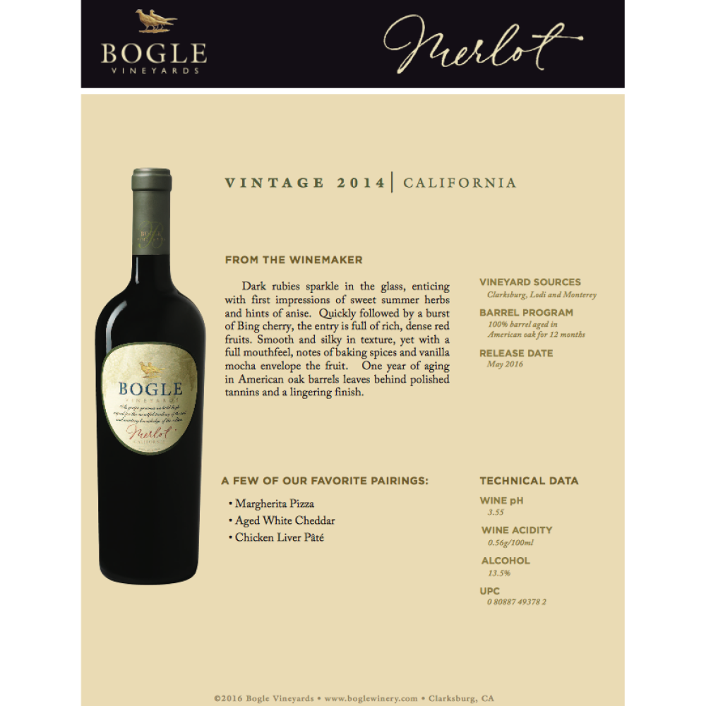 Bogle merlot clearance 2016