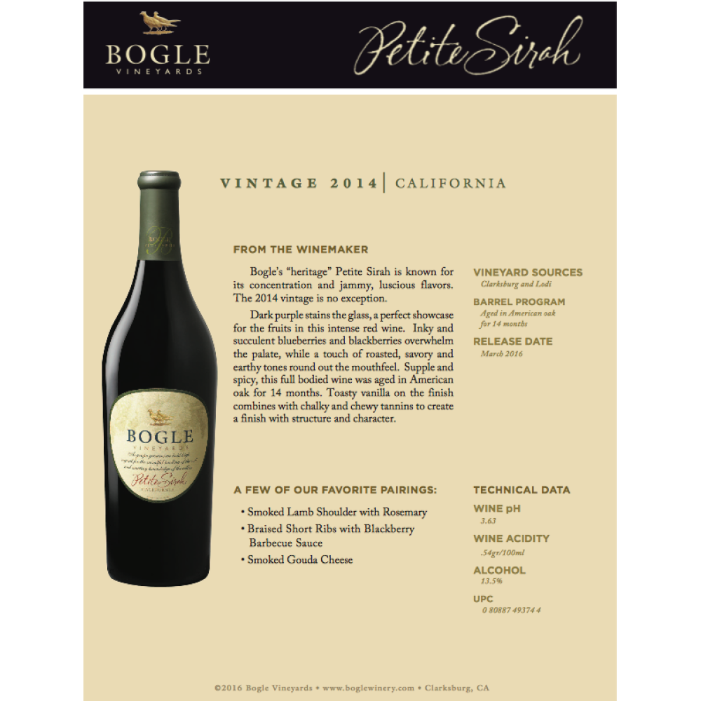 Bogle Vineyards Petite Sirah 2019