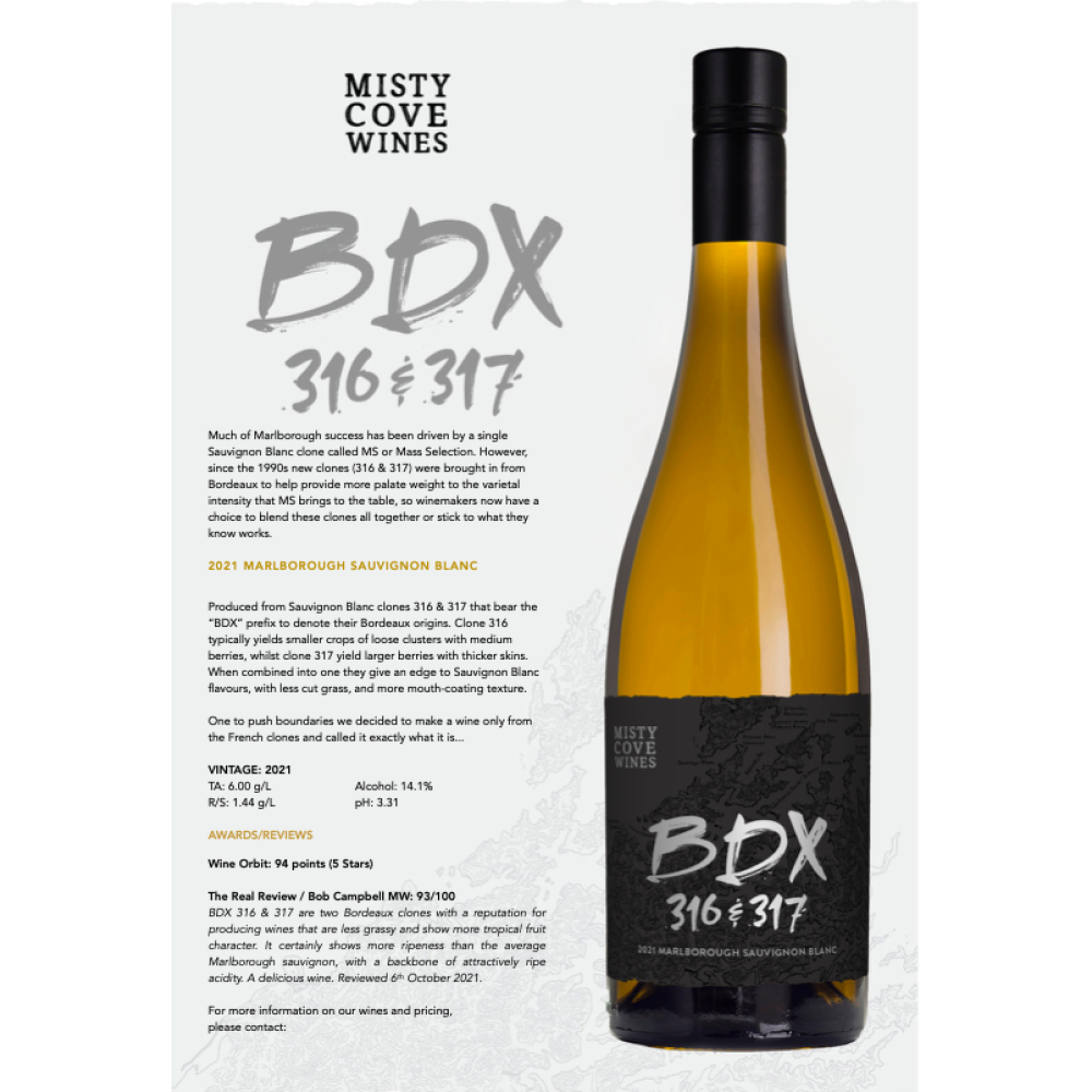 Misty Cove BDX Sauvignon Blanc 2021