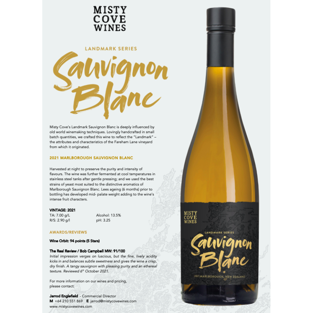 Misty Cove Landmark Sauvignon Blanc 2021